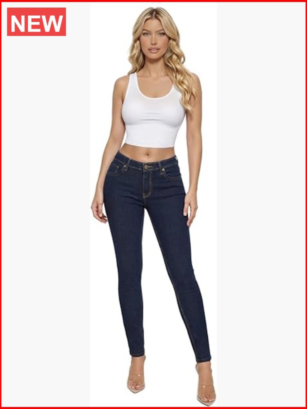 Super Comfy Stretch Denim Skinny Jeans - Mid Rise Butt Lifting